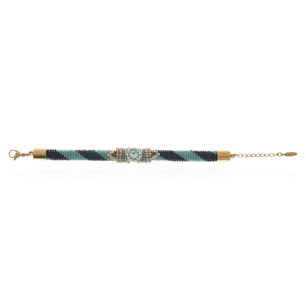 Bracelet perles tissées cabochon central RODRIGUEZ vert, HIPANEMA