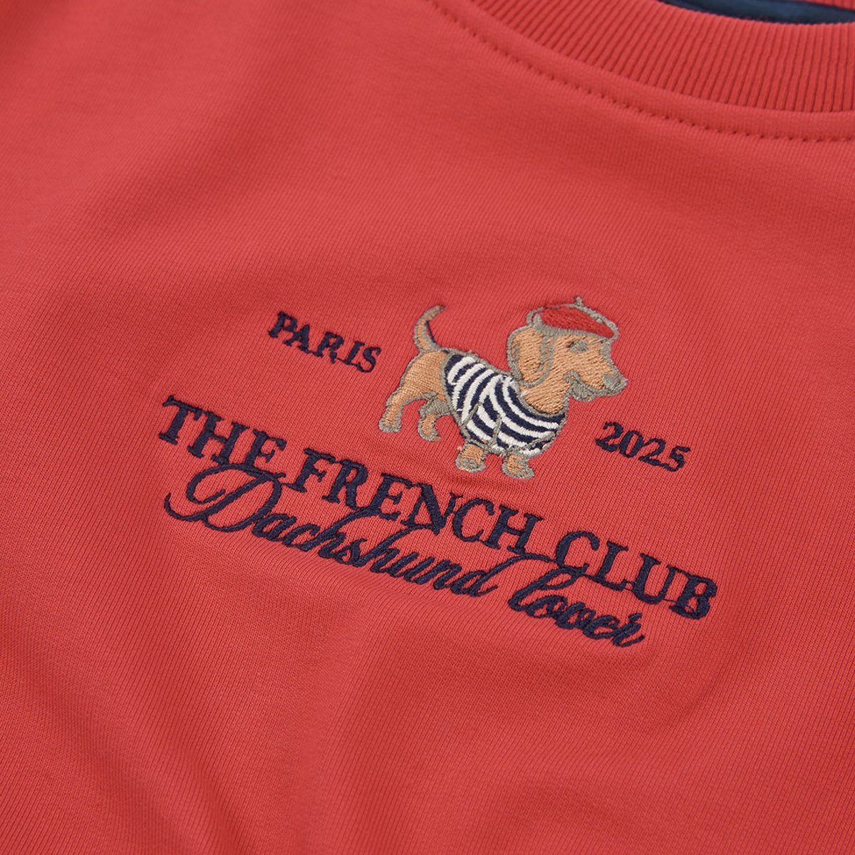 Sweat-shirt en molleton fille broderie chien grenat, BOBOLI