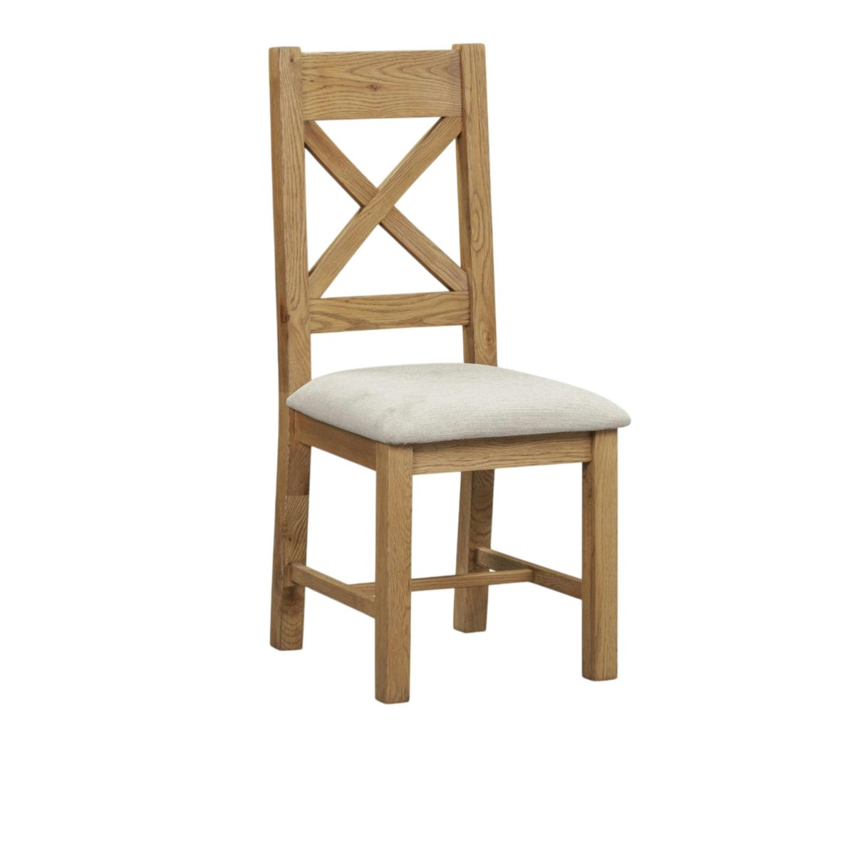 Chaise bois et tissu dossier en croix (lot de 2) VALMONT bois naturel, PIER IMPORT