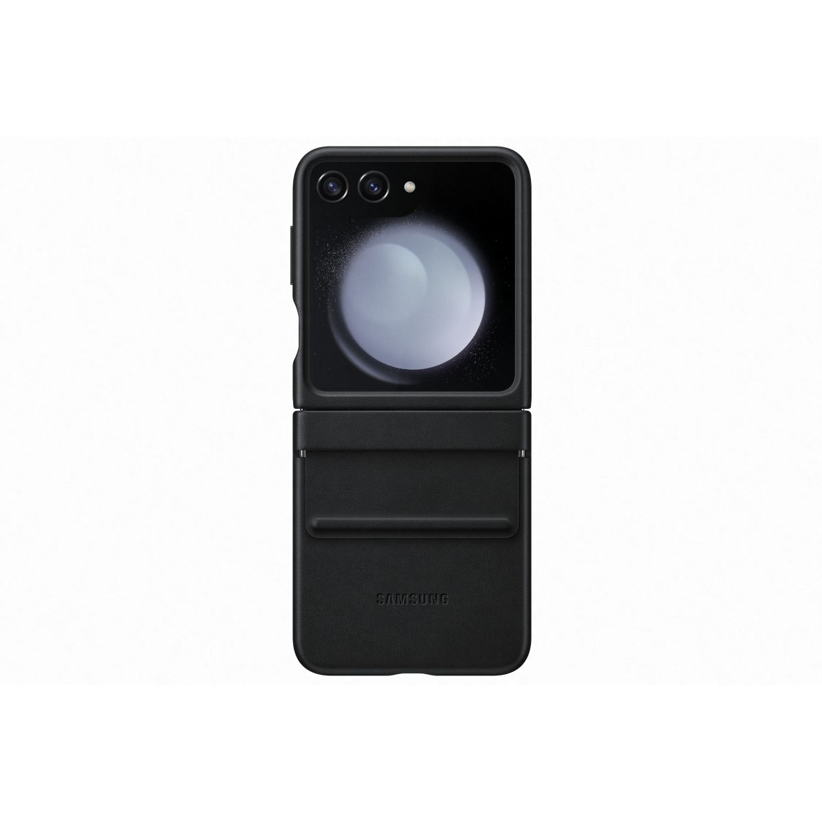 Coque Z Flip 5 Simili Cuir design Noir couleur unique, SAMSUNG