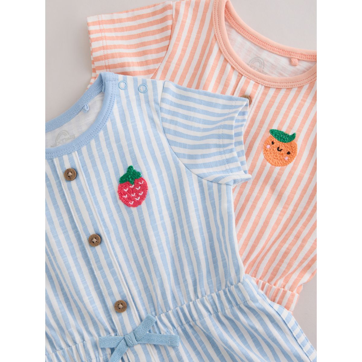 Barboteuse en jersey style sport, lot de 2 rayures bleues et orange, NEXT