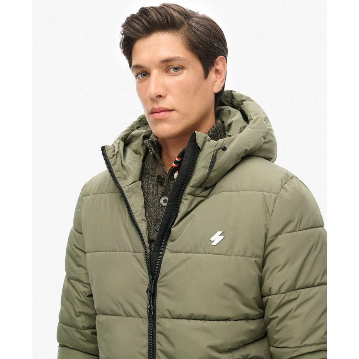 Doudoune à capuche Sports vert olive poudré, SUPERDRY