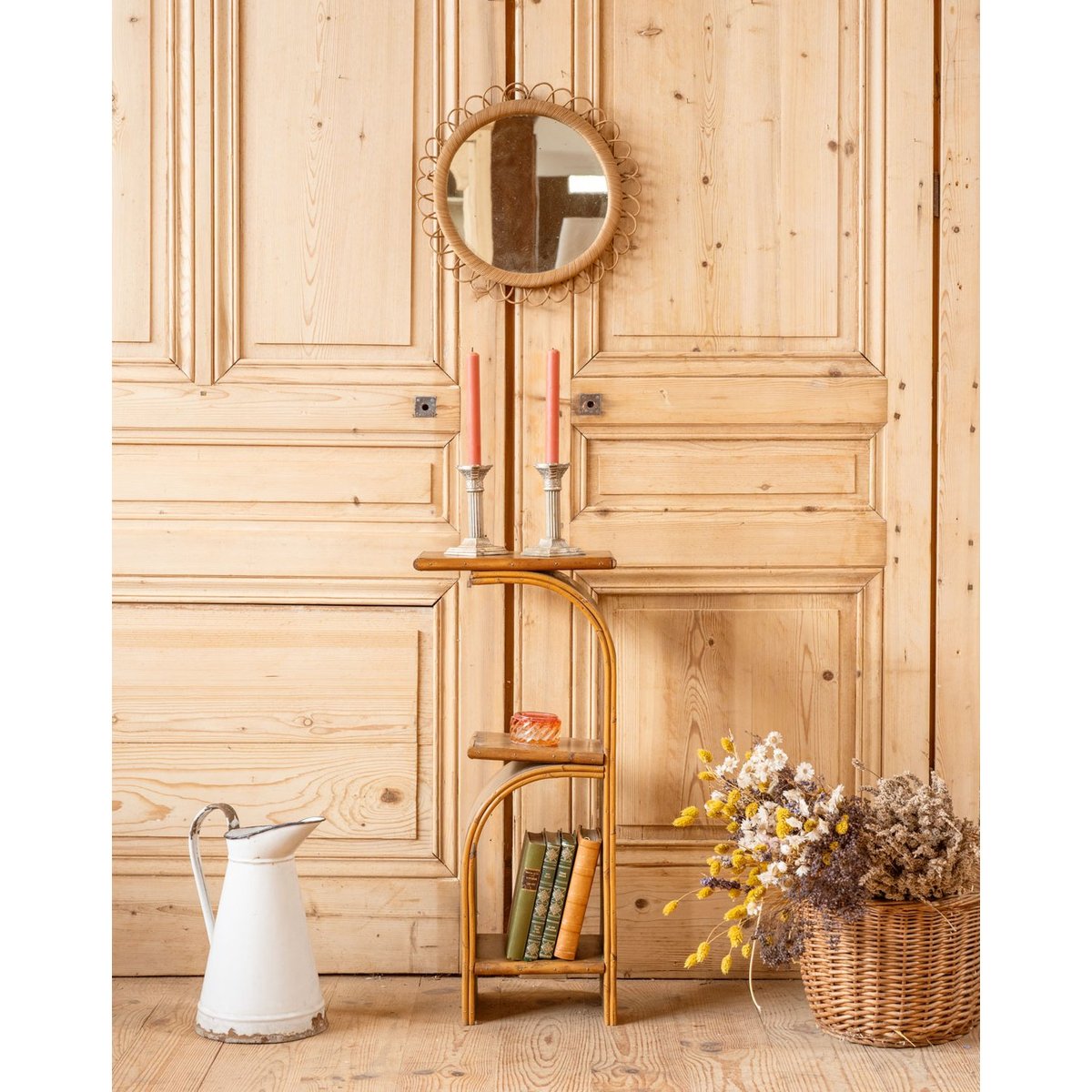 Étagère en rotin Gaëlle N°1472 - Bon état bois foncé, DEBONGOUT