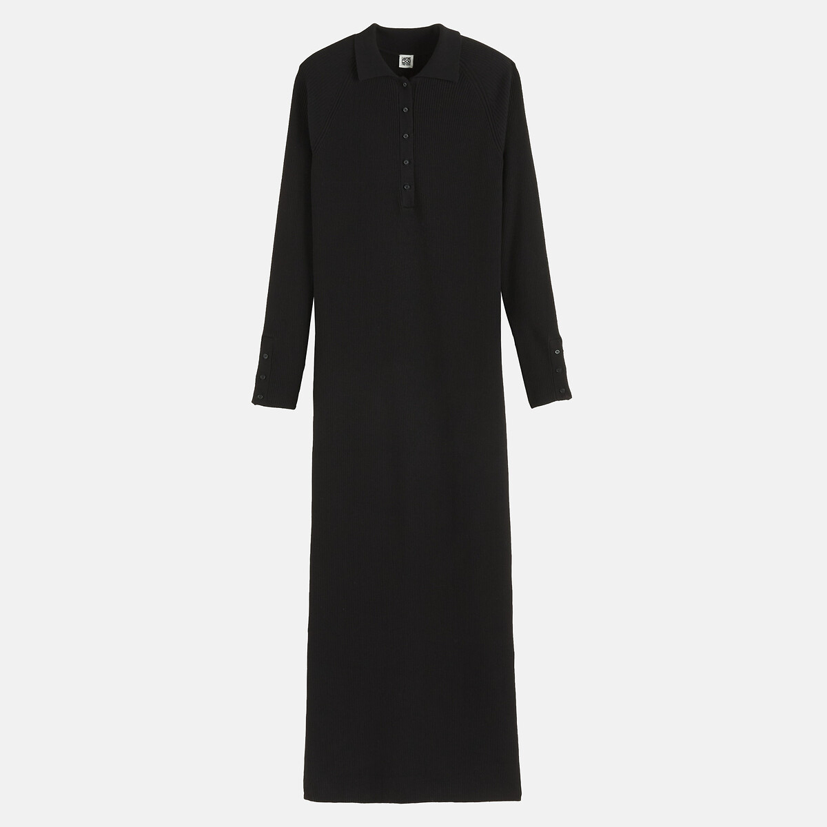 Long Sleeve Polo Collar Maxi Jumper Dress black, LA REDOUTE COLLECTIONS