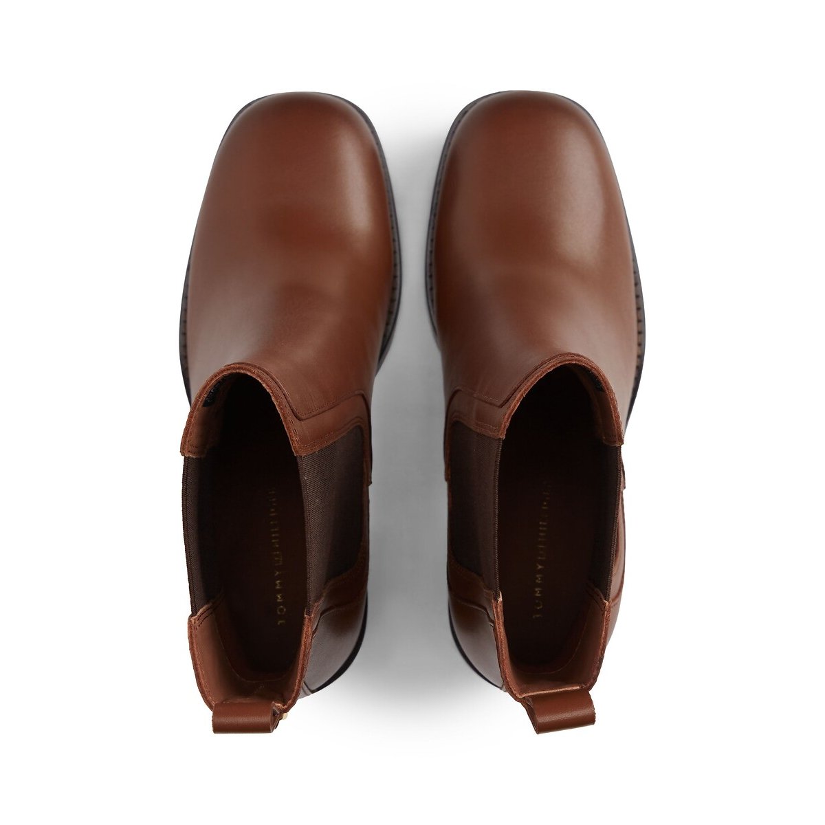 Square Toe Heeled Leather Chelsea Boots cognac, TOMMY HILFIGER