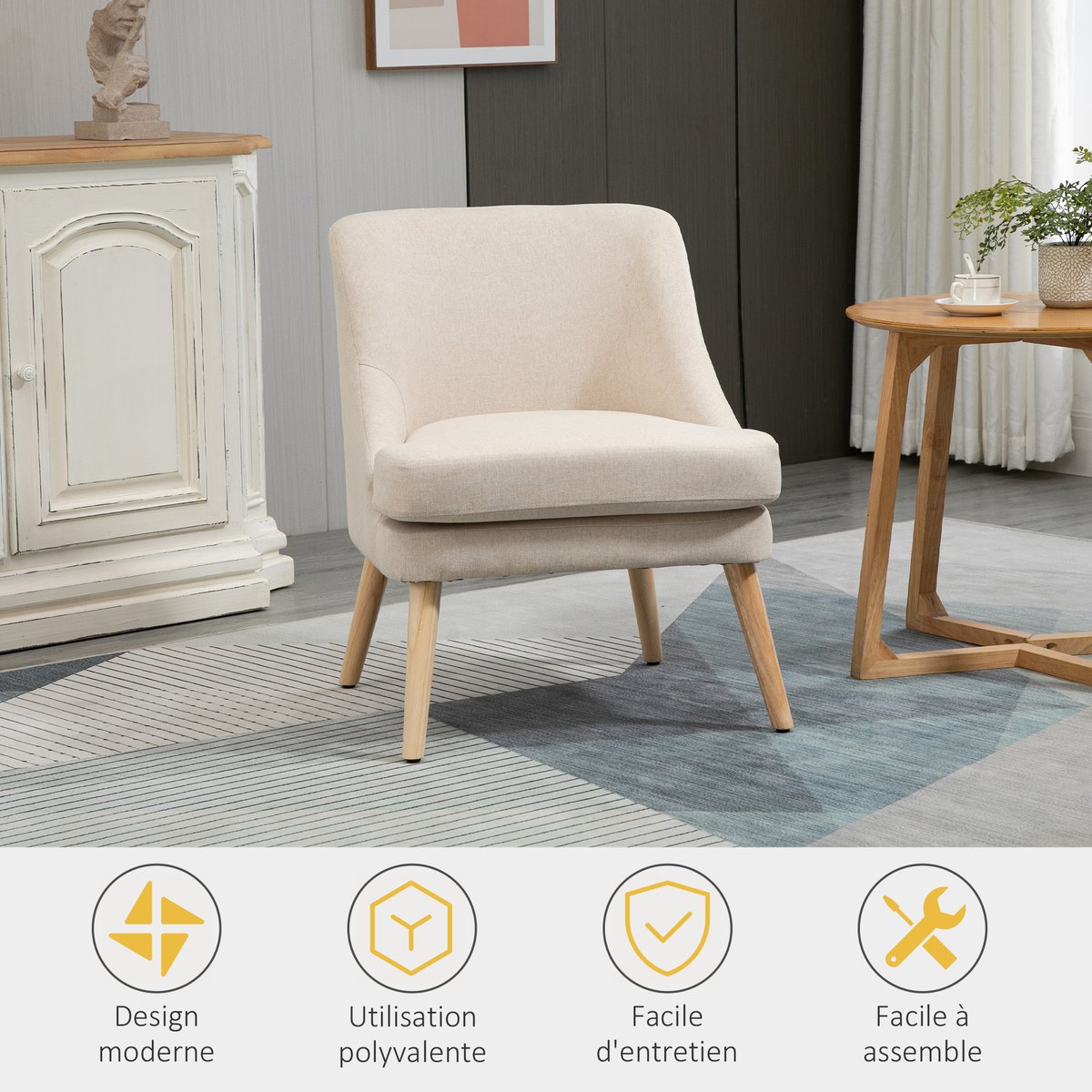 Accent Chair Polyester Beige beige, HOMCOM