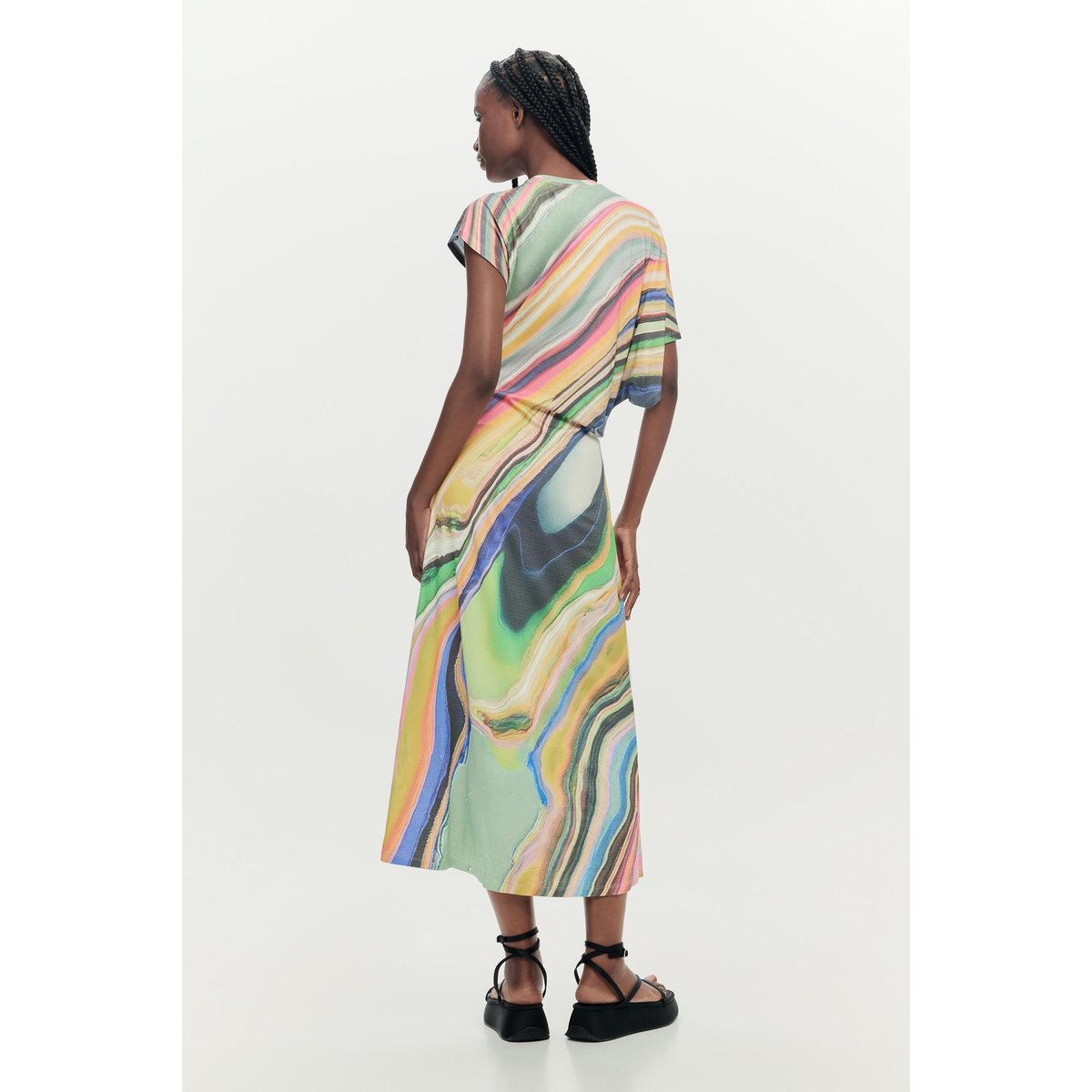 Robe longue à volants vert, DESIGUAL
