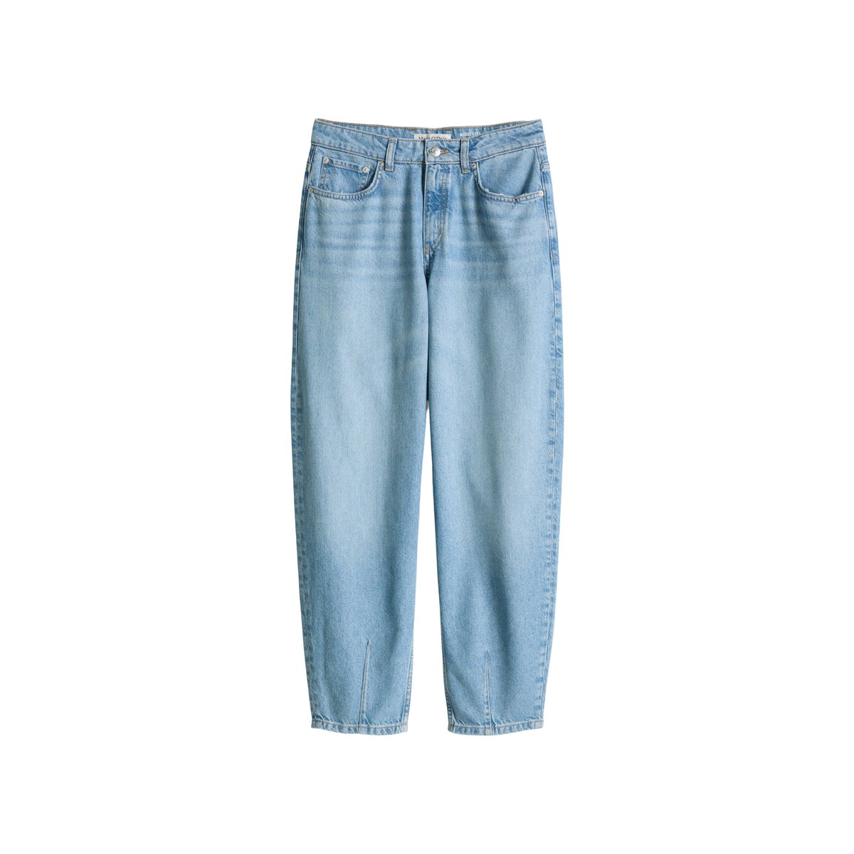 Jeans modèle Lara, coupe barrel et longueur raccourcie en mélange de lyocell et de coton bio bleu, MARC O'POLO