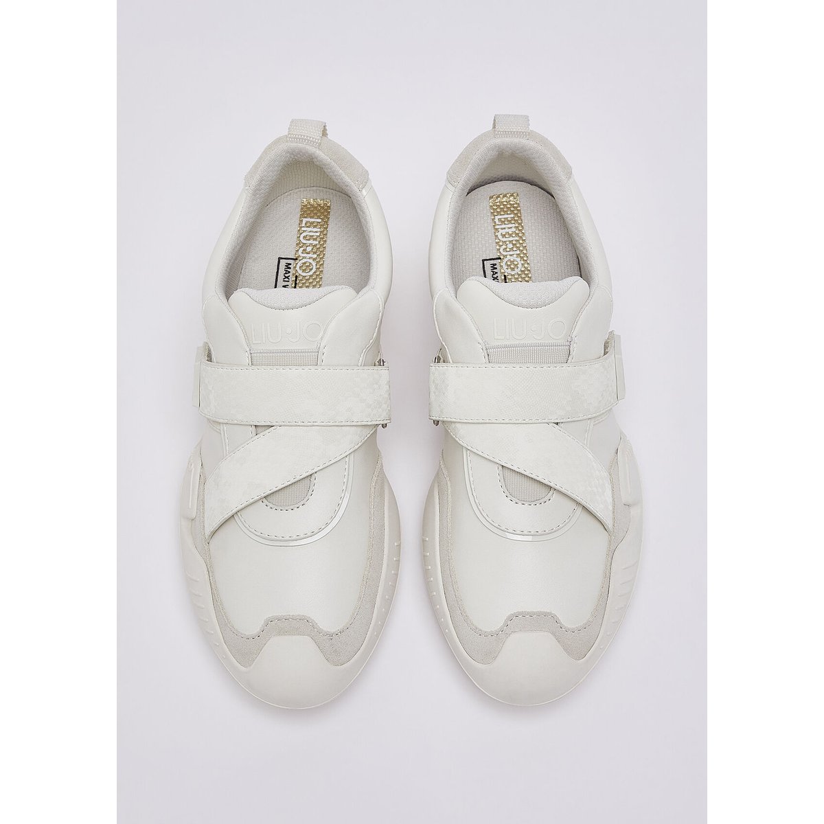Baskets en cuir avec velcro blanc lait, LIU JO