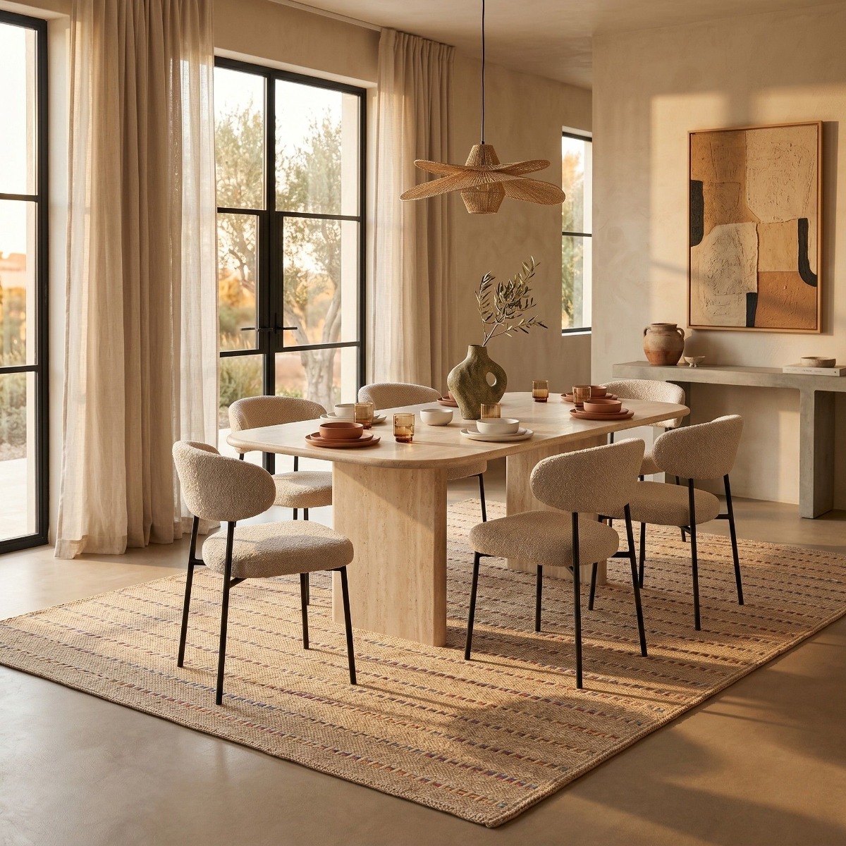 Tapis extérieur intérieur aspect jute JUTA LOOK LIGNES beige, THE DECO FACTORY