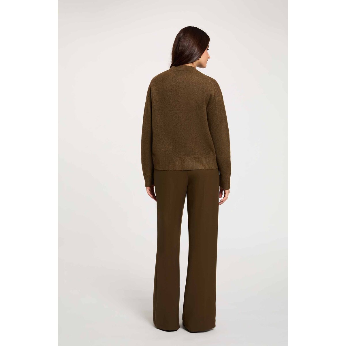 Pantalon large taille haute vert kaki, MORGAN