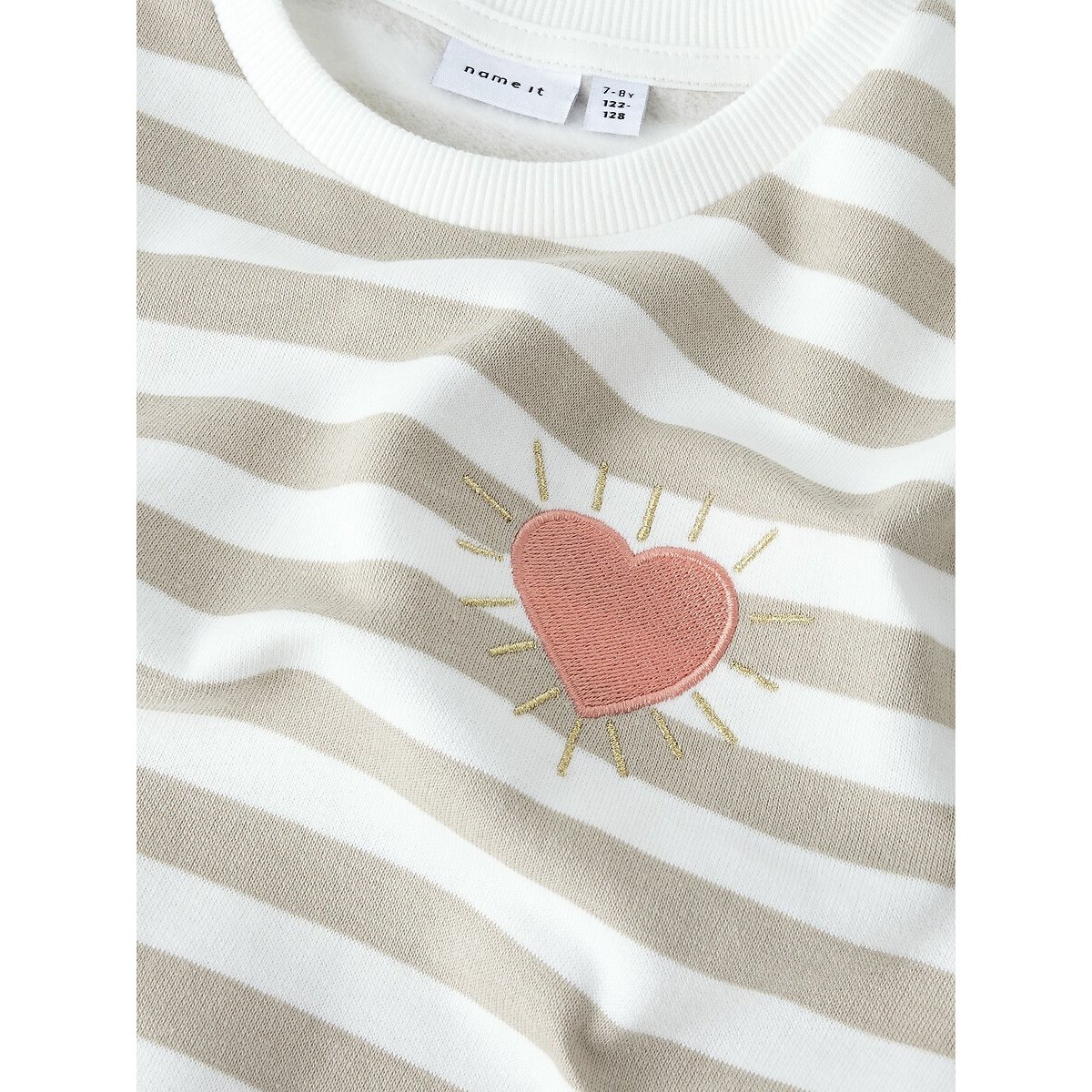 Crew Neck Sweatshirt ecru striped, NAME IT