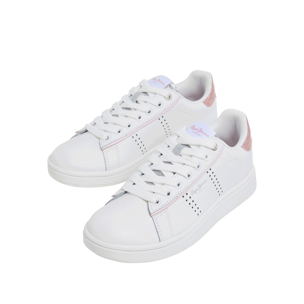 Kids Player Night Low Top Leather Trainers white, PEPE JEANS