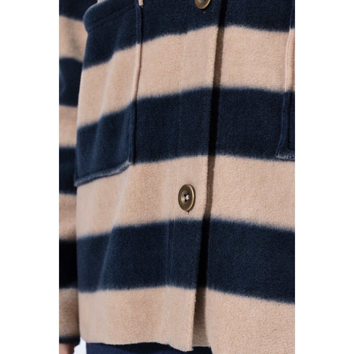 Veste en polaire à rayures, col montant marron clair, ULLA POPKEN
