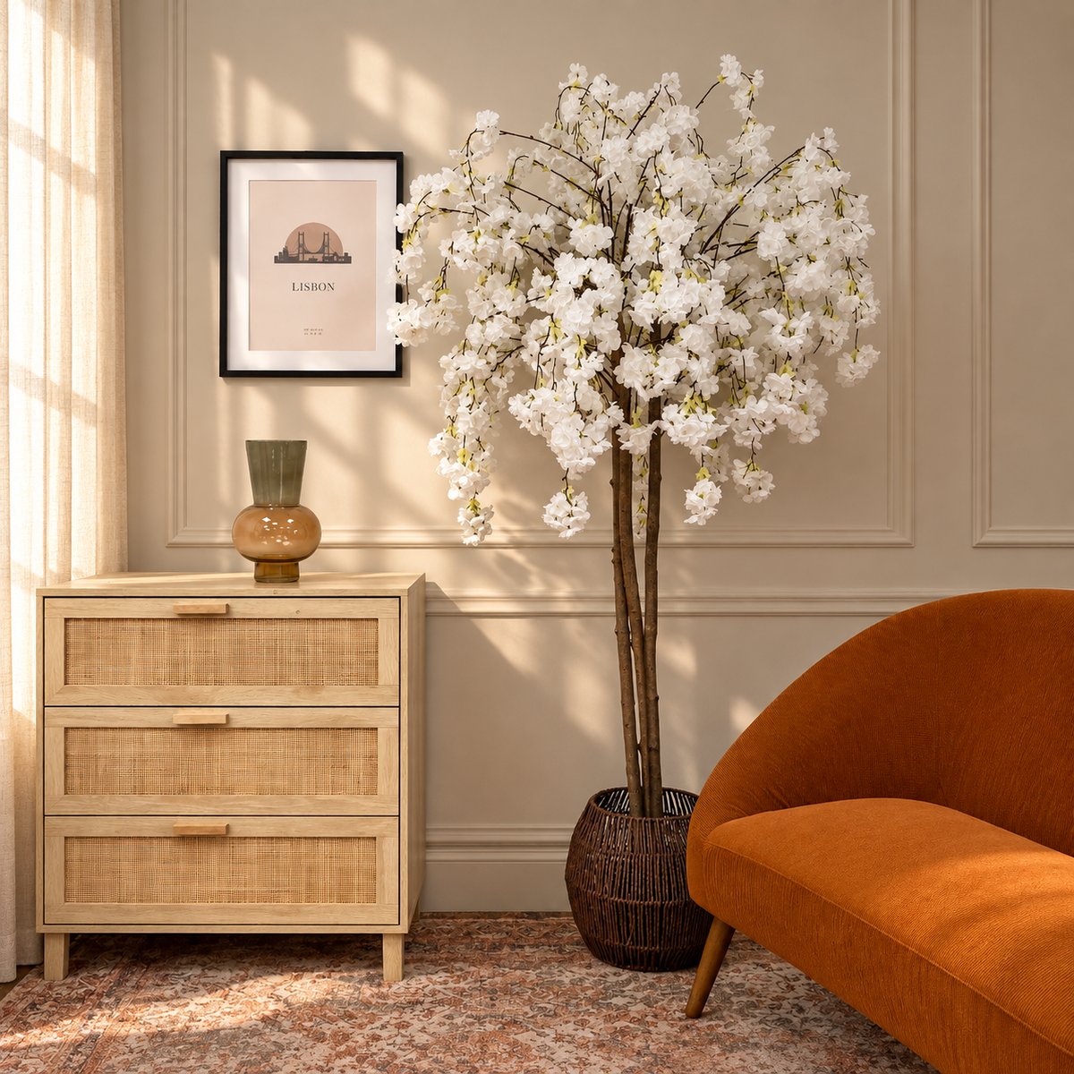 Cerisier artificiel retombant blanc 180cm autres, LIGNE DECO