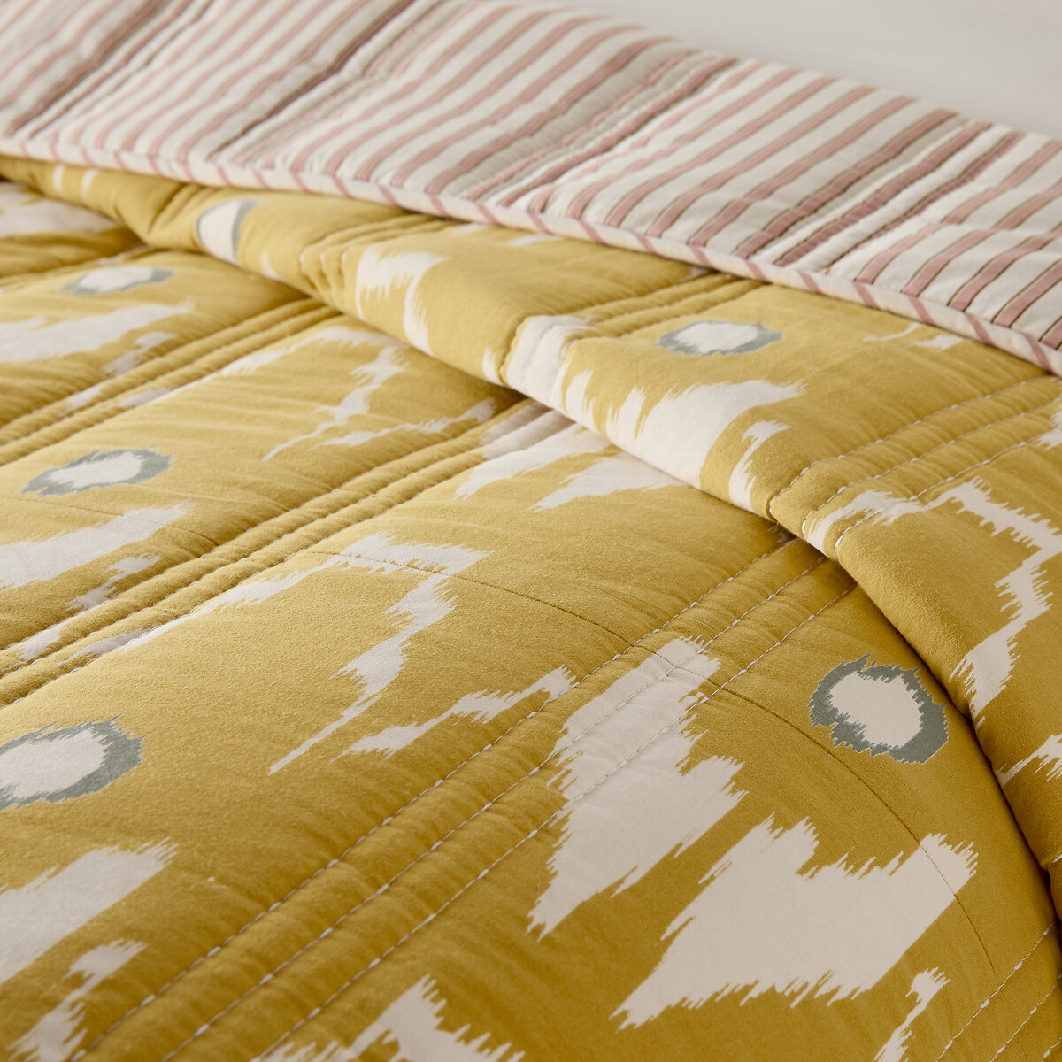 Couvre-lit kantha, imprimé ikat et rayures, coton lavé, ASTANA imprimé, LA REDOUTE INTERIEURS