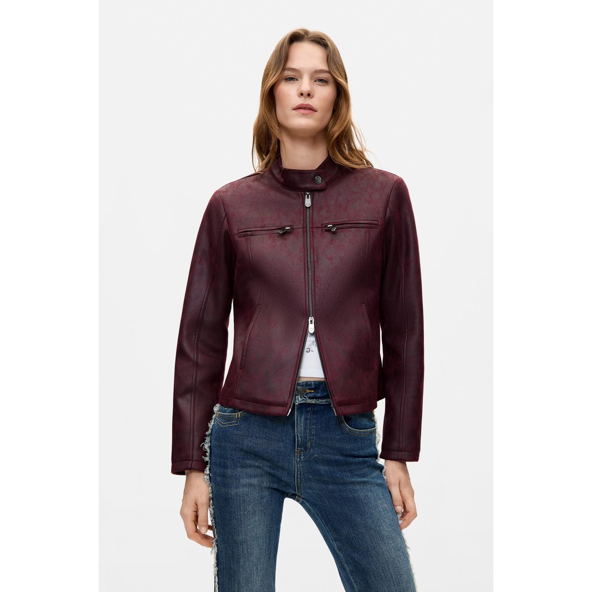 Veste effet cuir rouge, DESIGUAL