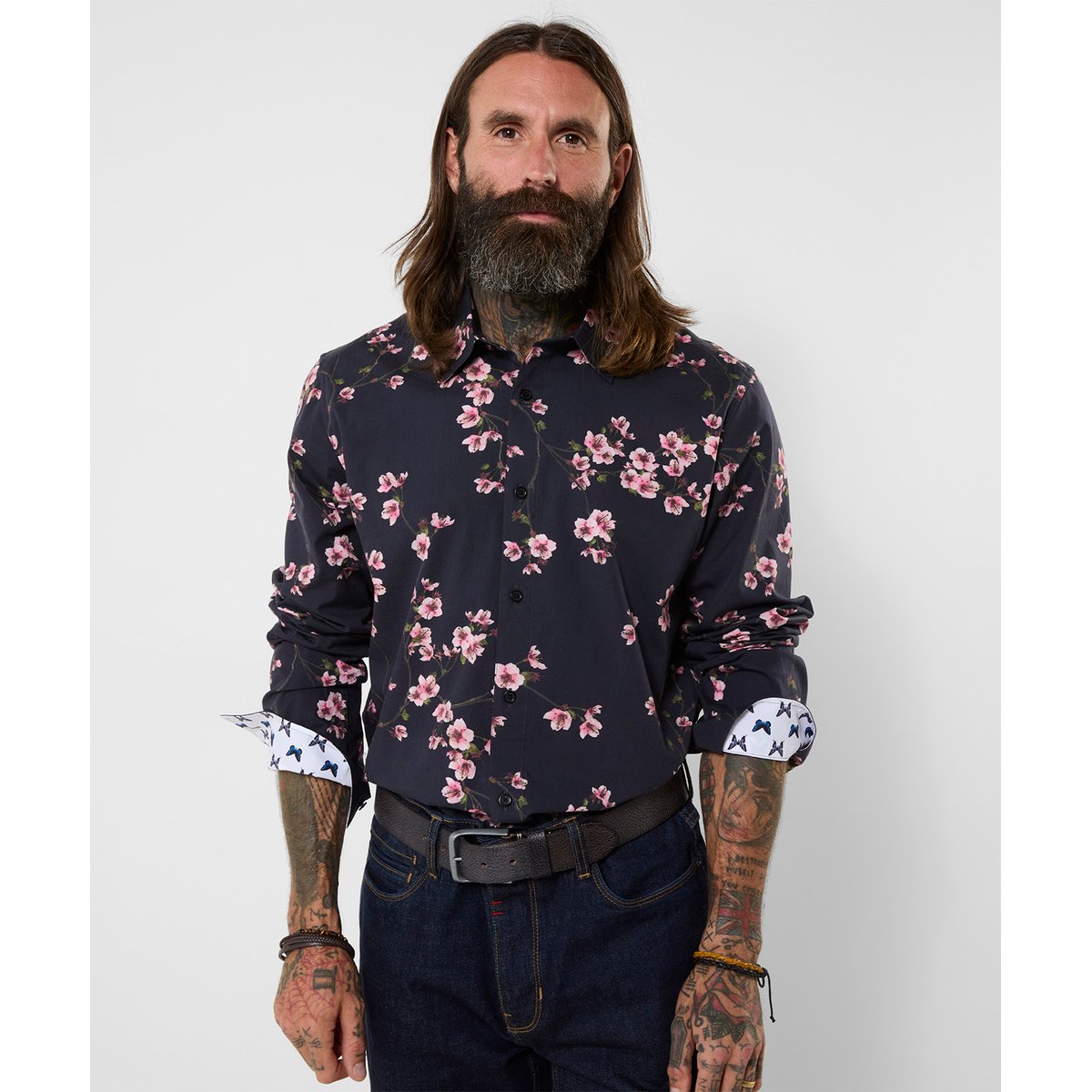 Chemise Imprimé Fleurs Orientales noir, JOE BROWNS