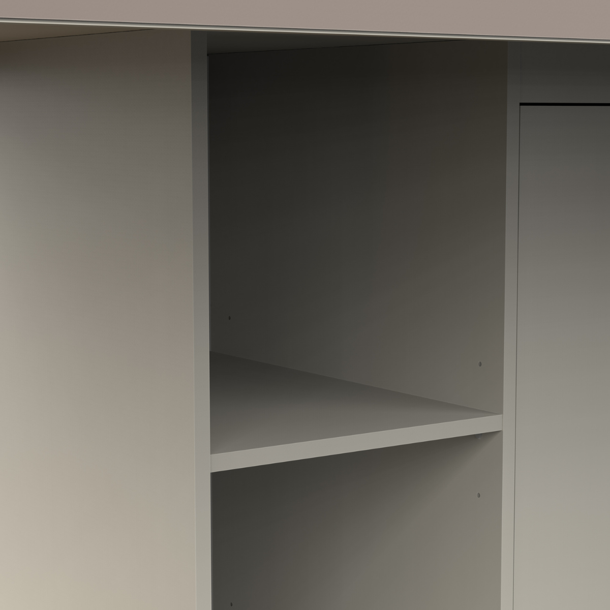 Lit mezzanine avec bureau et armoire H183 cm - CAMILLIA argile / gris / chêne, CALICOSY