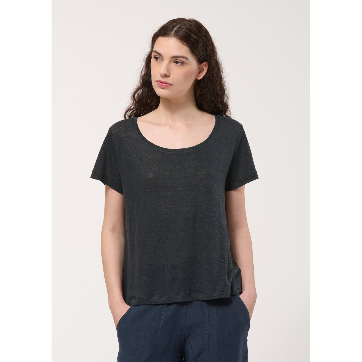T-shirt loose en lin charbon, HUMILITY