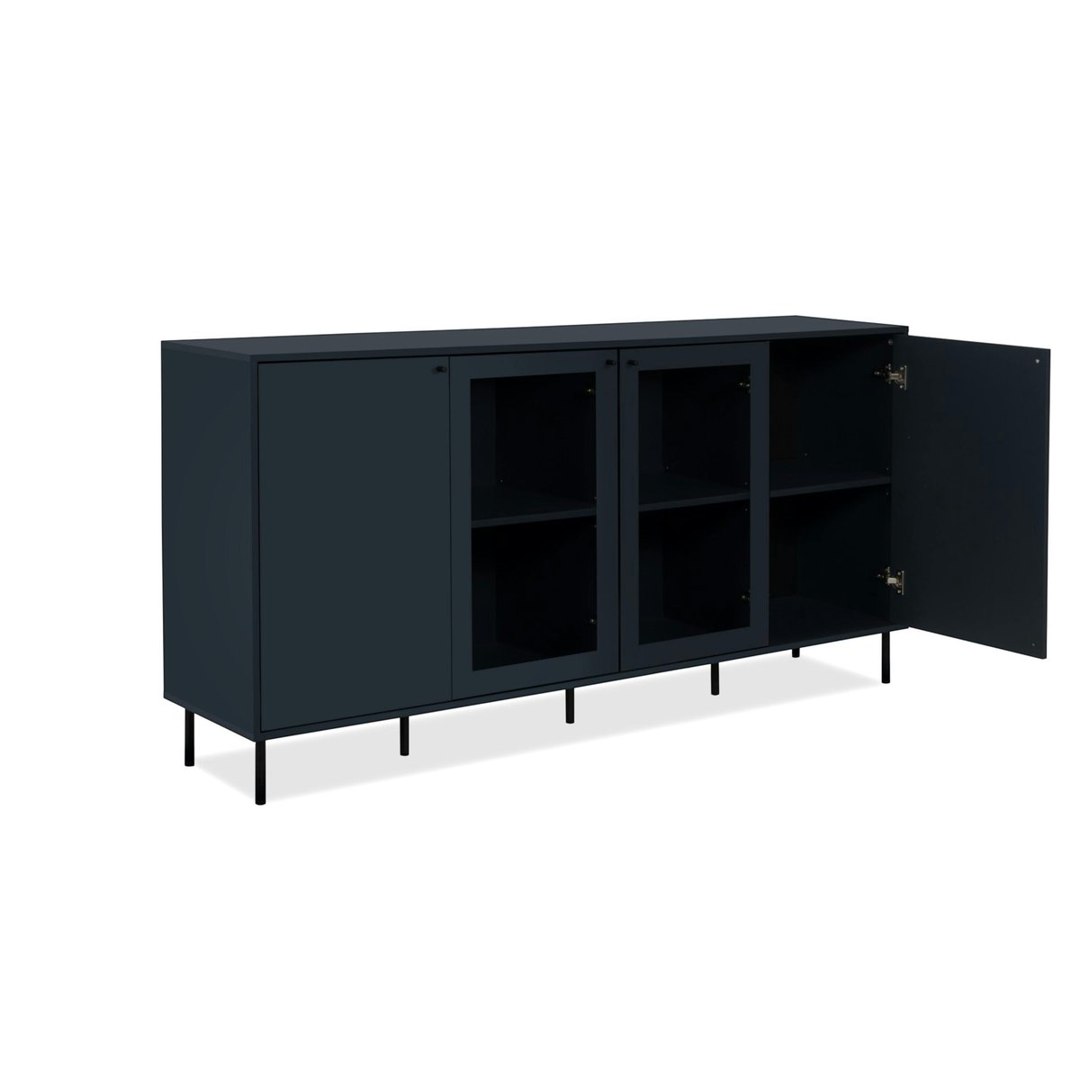 Buffet vitrine moderne bleu sombre 4 portes RAVEN bleu, PIER IMPORT