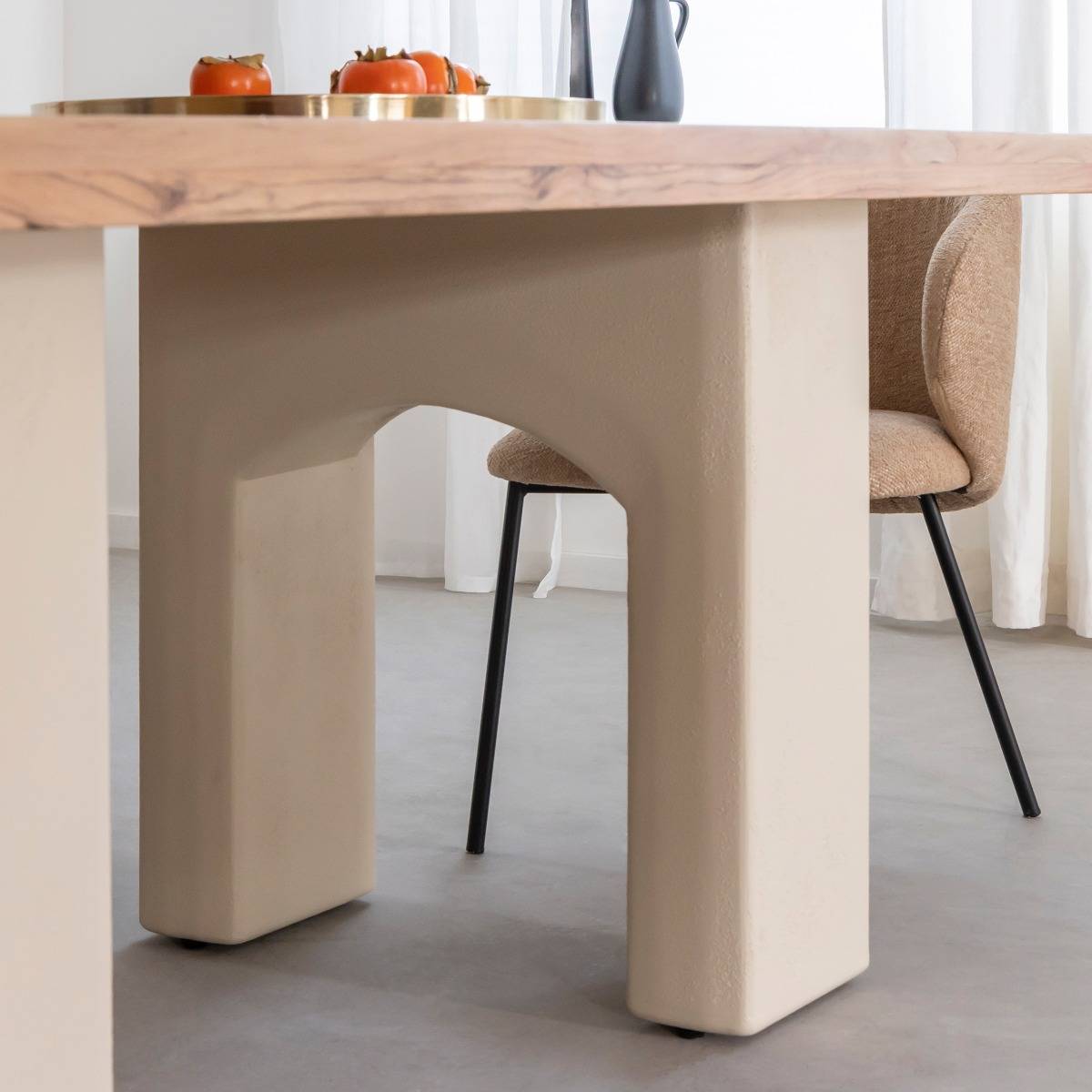 Table à manger en bois effet béton rectangle DALVA blanc, MADE IN MEUBLES