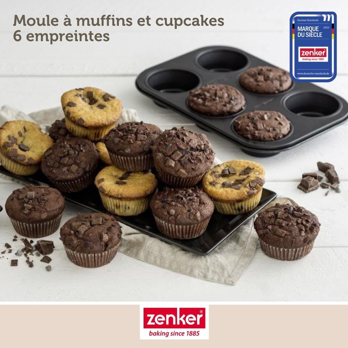 Set pâtisserie moule à muffins 6 empreintes 28 cm, 2 bols noir, ZENKER