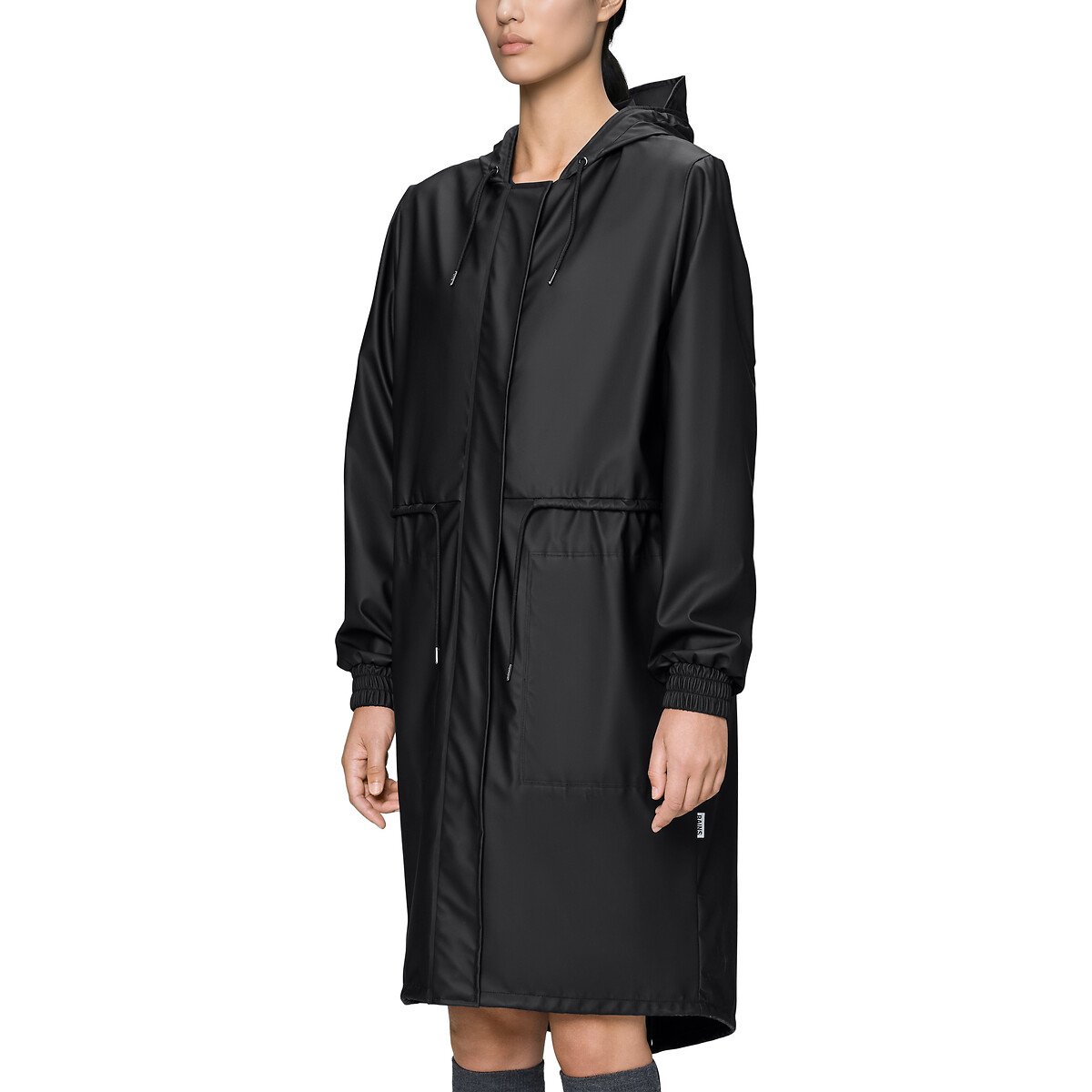 Coupe-vent à capuche mi-long STRING W PARKA noir, RAINS