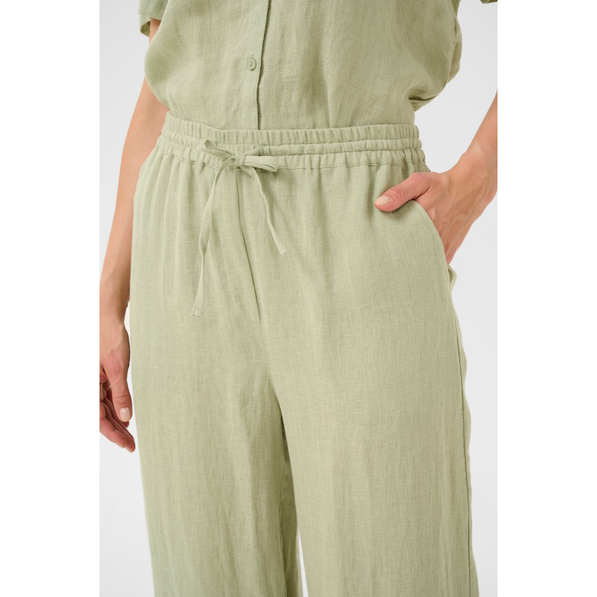 Casual pants vert tea, CREAM