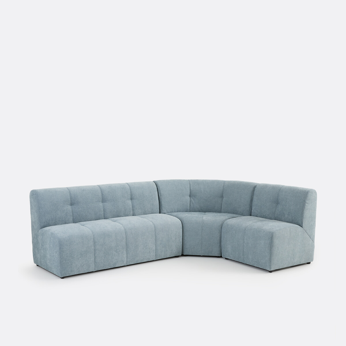 Elemento seduta modulare da tavolo, 1 posto, in ciniglia fine, ANETA blu vintage, LA REDOUTE INTERIEURS