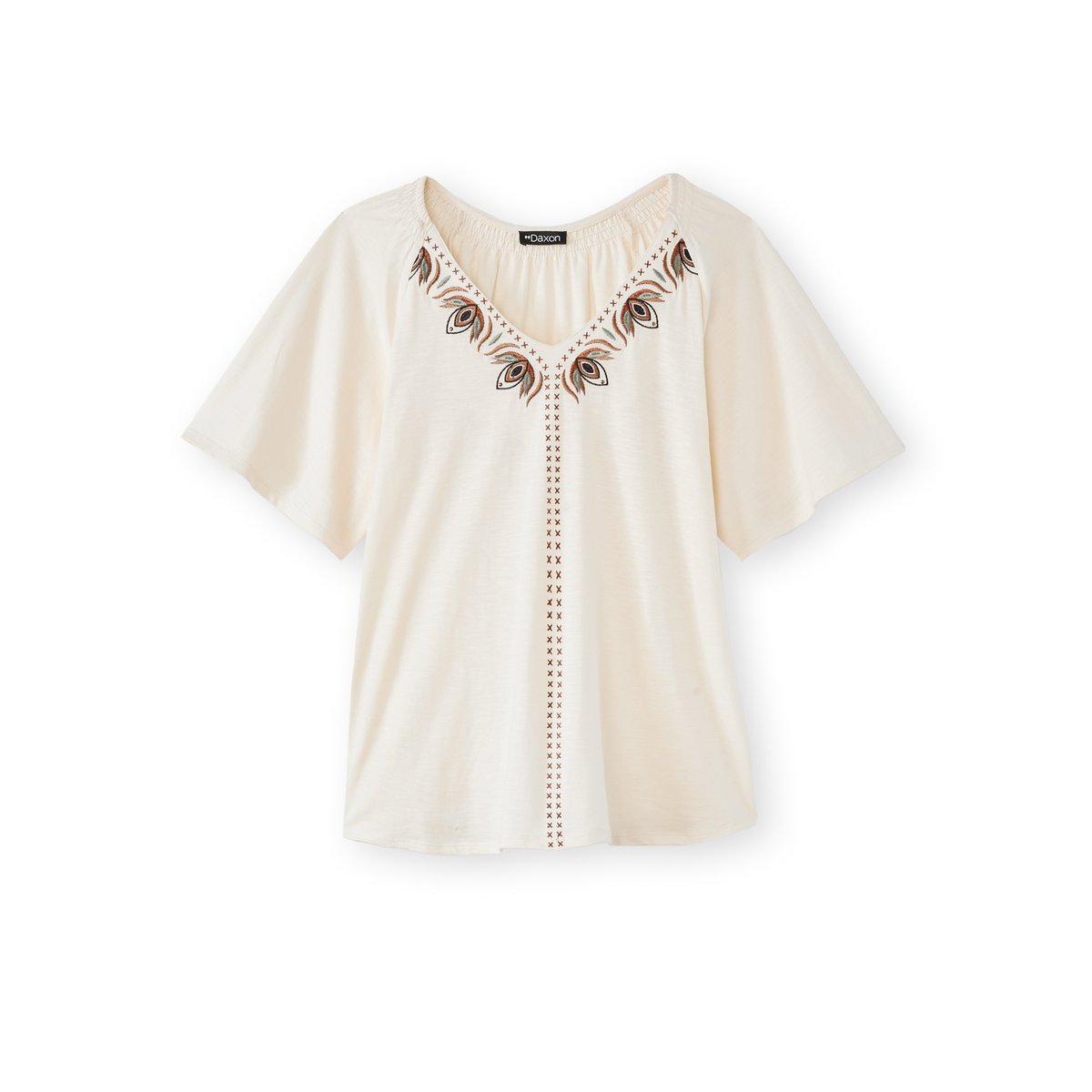 Tee-shirt V manches papillon ecru, DAXON