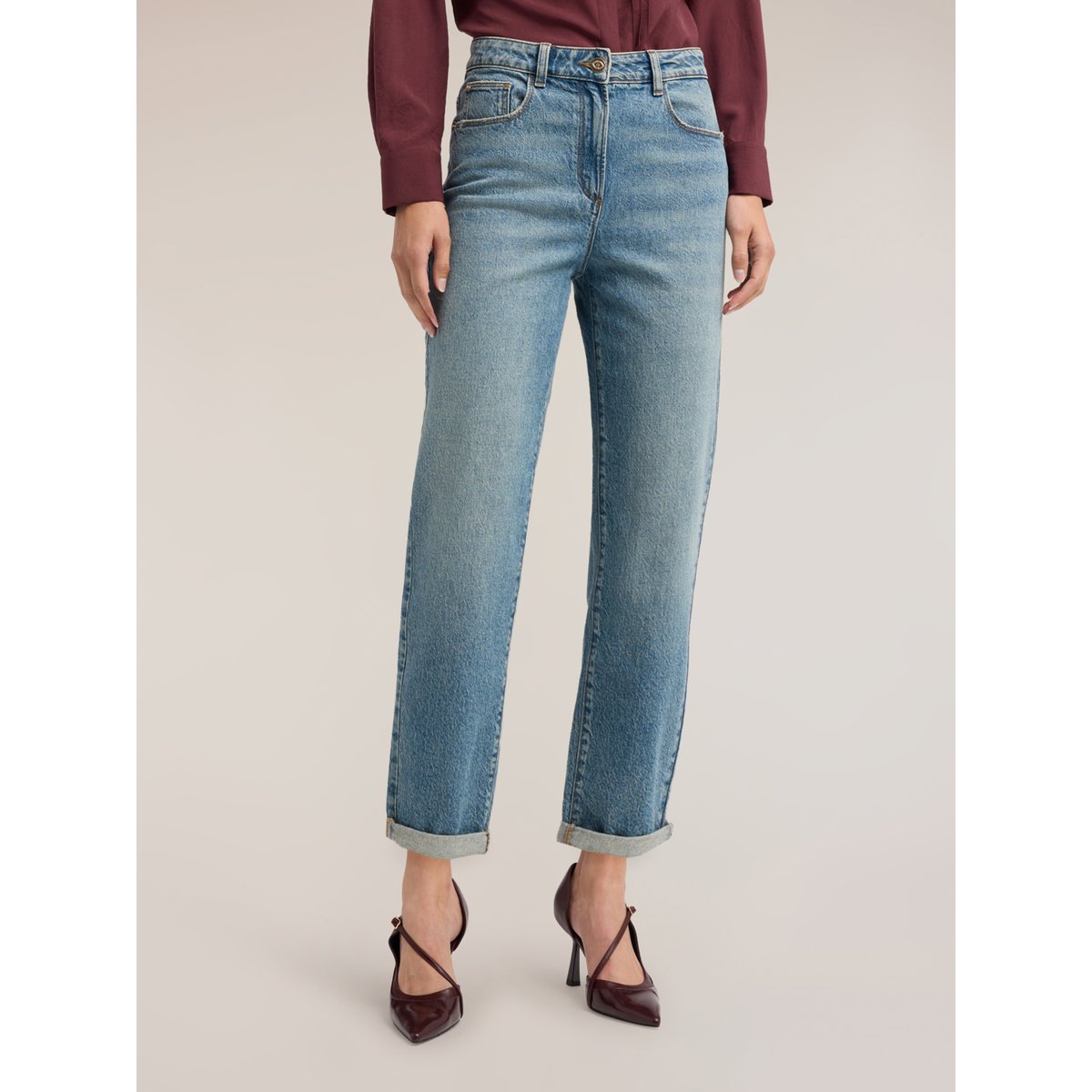 Jean boyfriend avec revers light - blue, MOTIVI