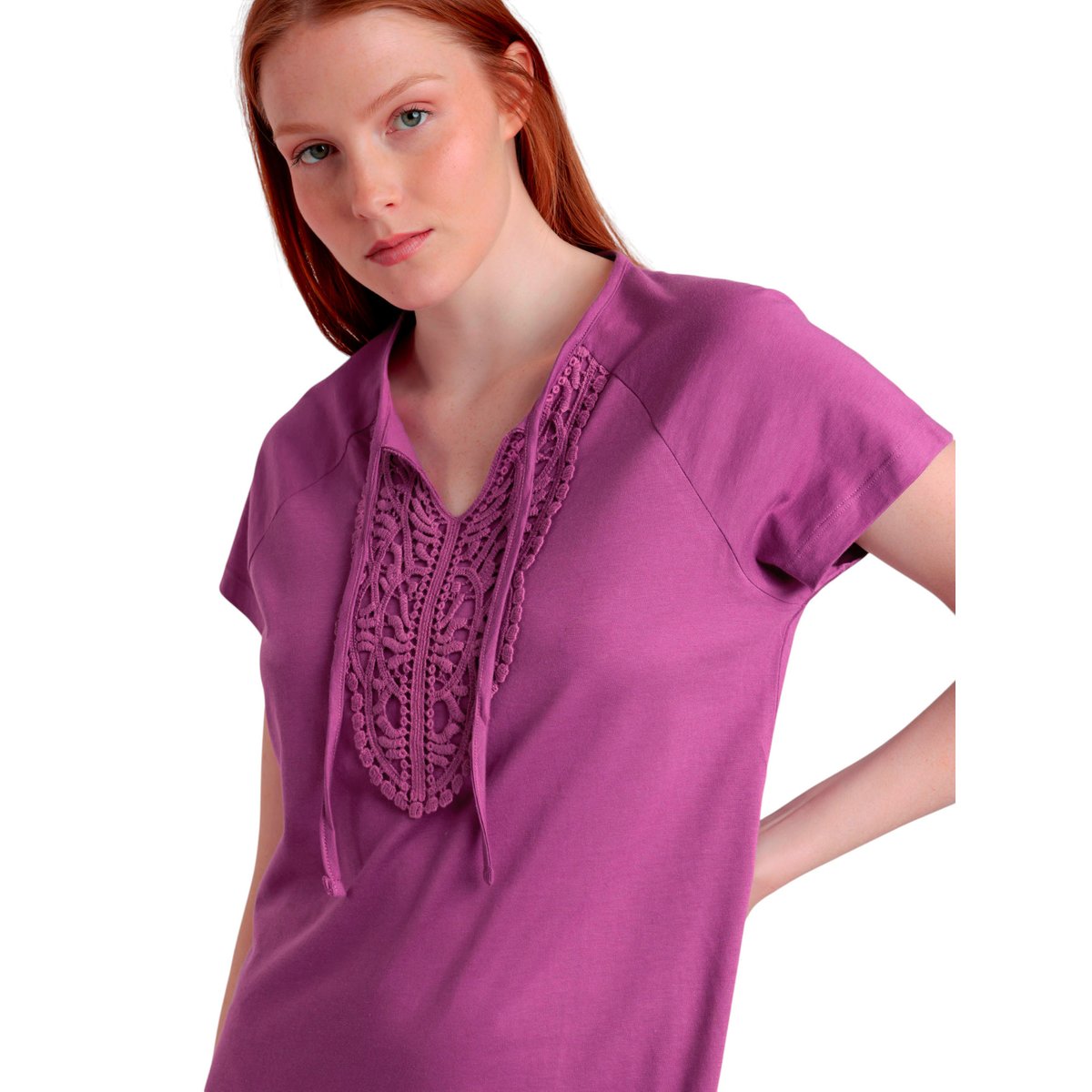Robe estivale manches courtes Pechera violet, ADMAS