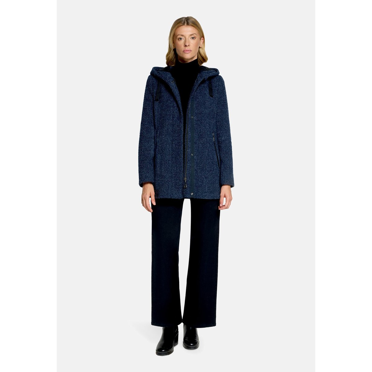 Veste en laine à capuche moonlight blue melange, GIL BRET