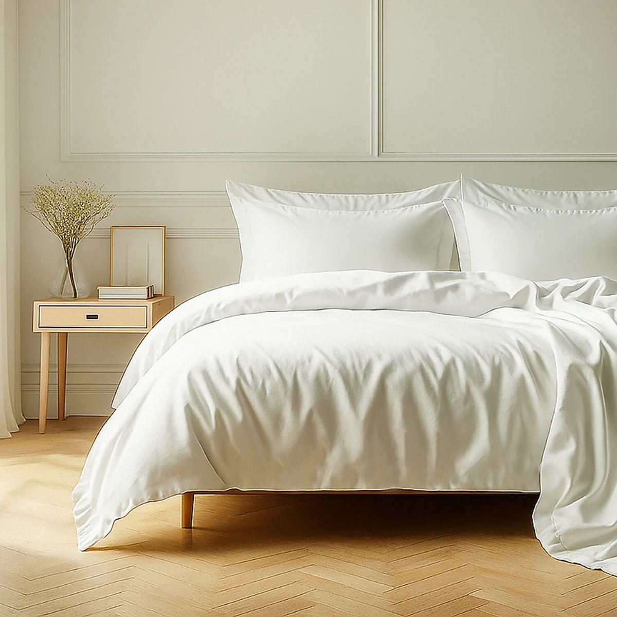 Parure housse de couette 100% coton 57fils blanc, C DESIGN HOME TEXTILE
