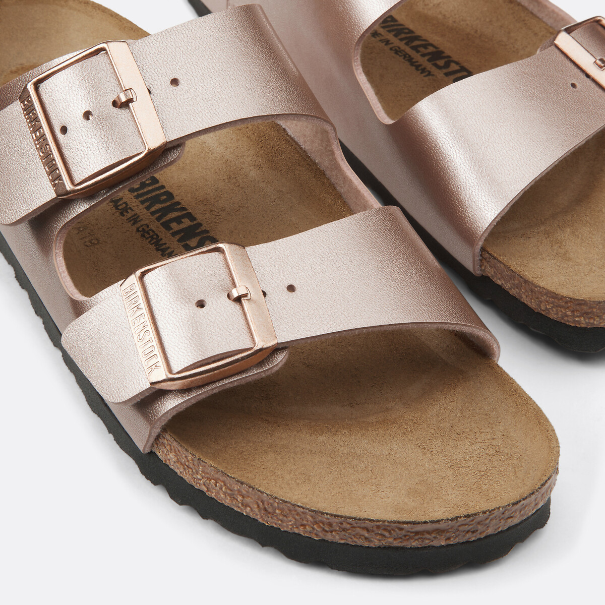 Chinelos de tira dupla Arizona rosa metalizado, BIRKENSTOCK