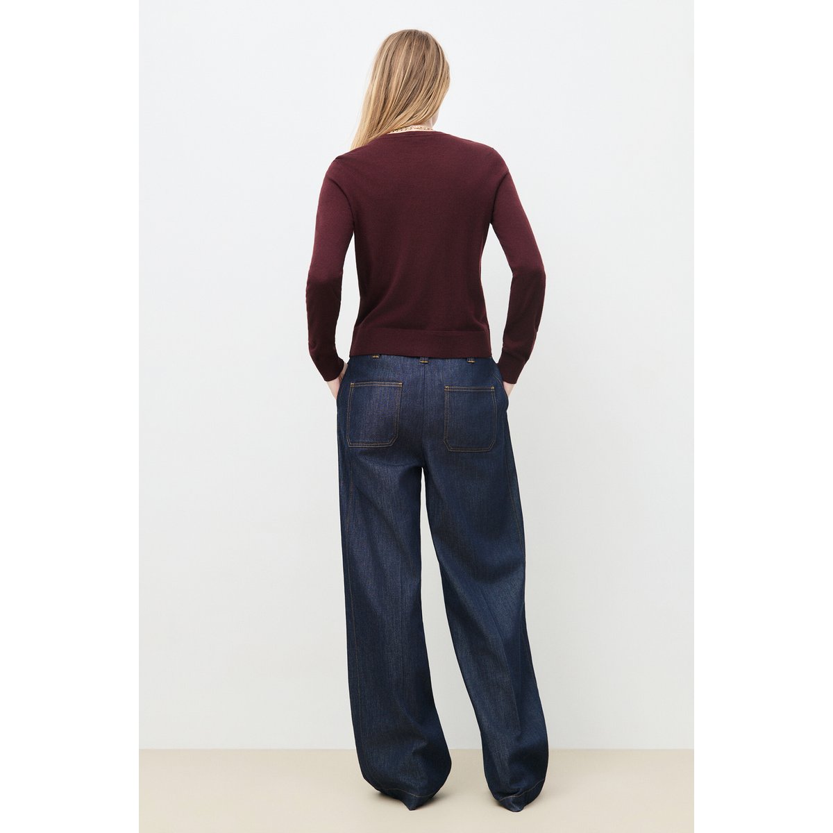 Pull droit col rond MADELINA bordeaux, CAROLL