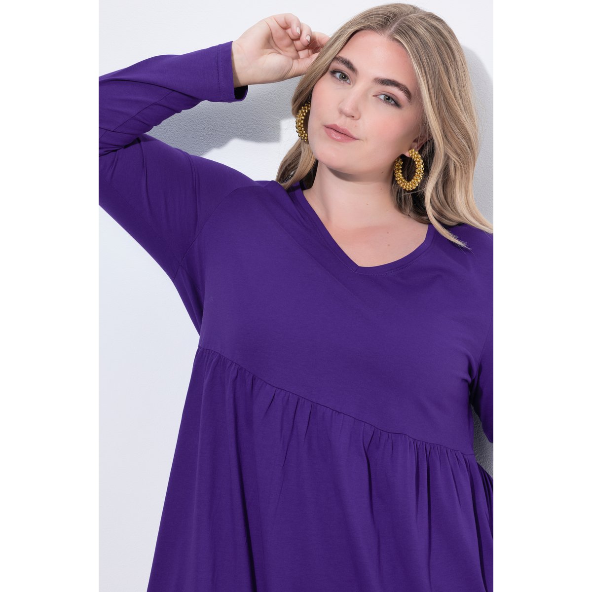 Robe maxi à manches longues et décolleté lys, ULLA POPKEN