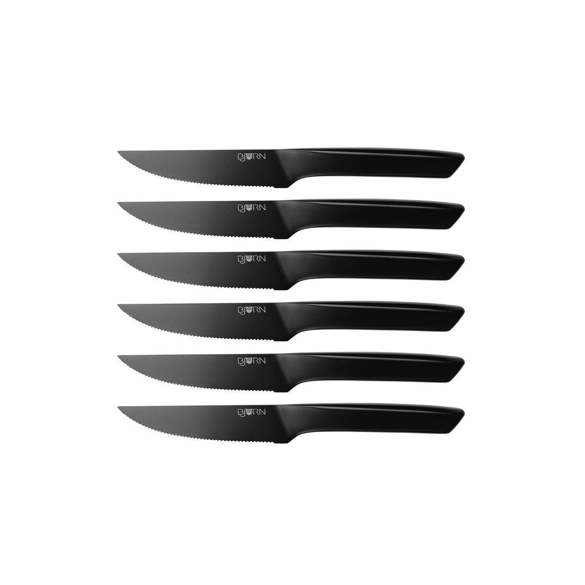 Lot de 6 couteaux à steak en inox, NUDE noir mat, BJORN