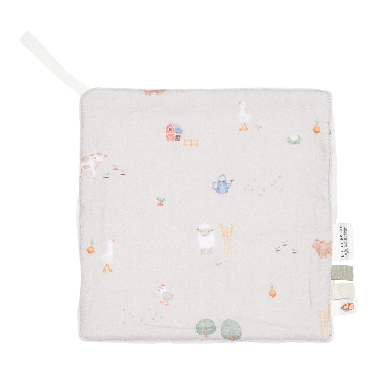 Doudou attache-tétine en gaze de coton - Little Farm couleur unique, LITTLE DUTCH