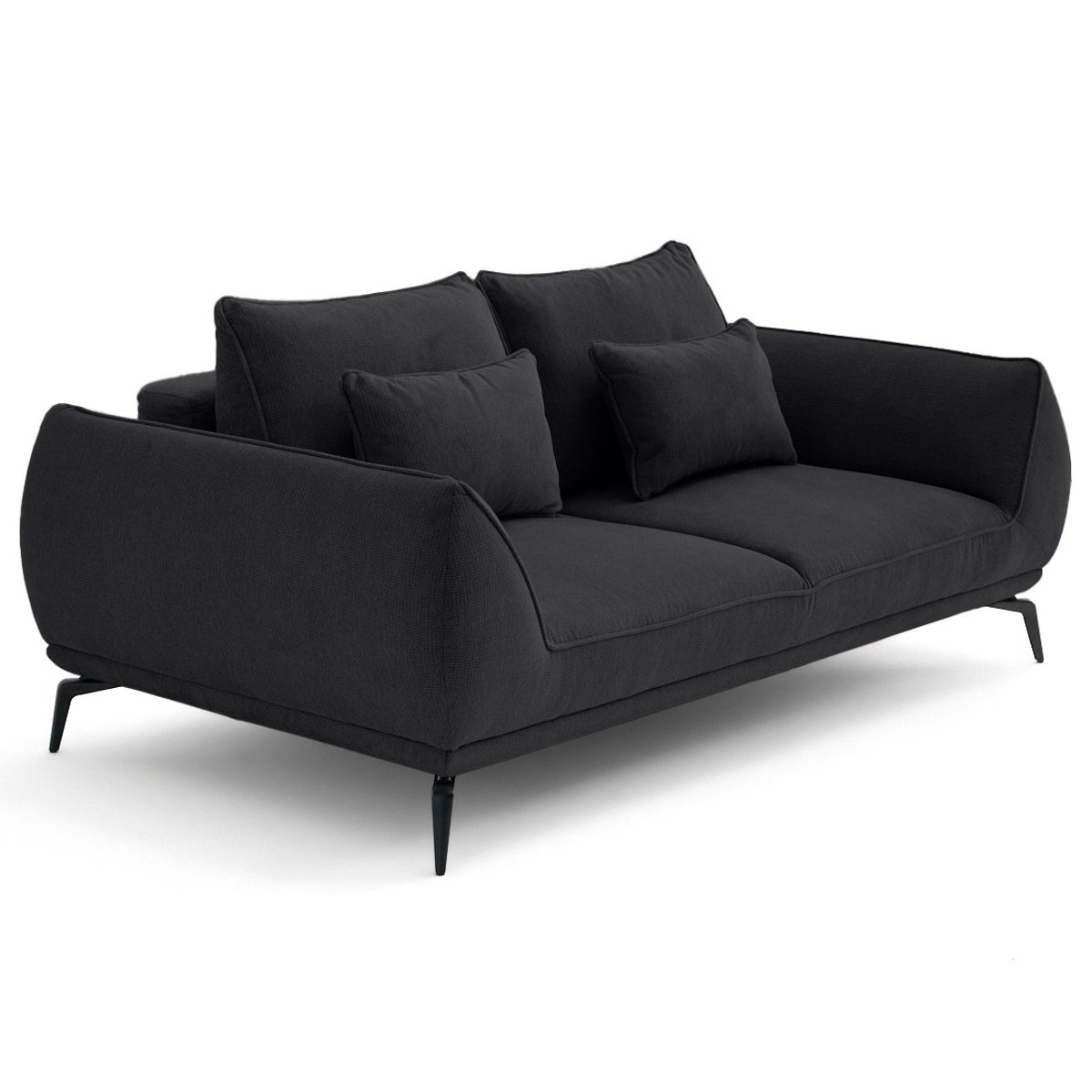 Canapé fixe 2 places - ARICA noir, BEST MOBILIER