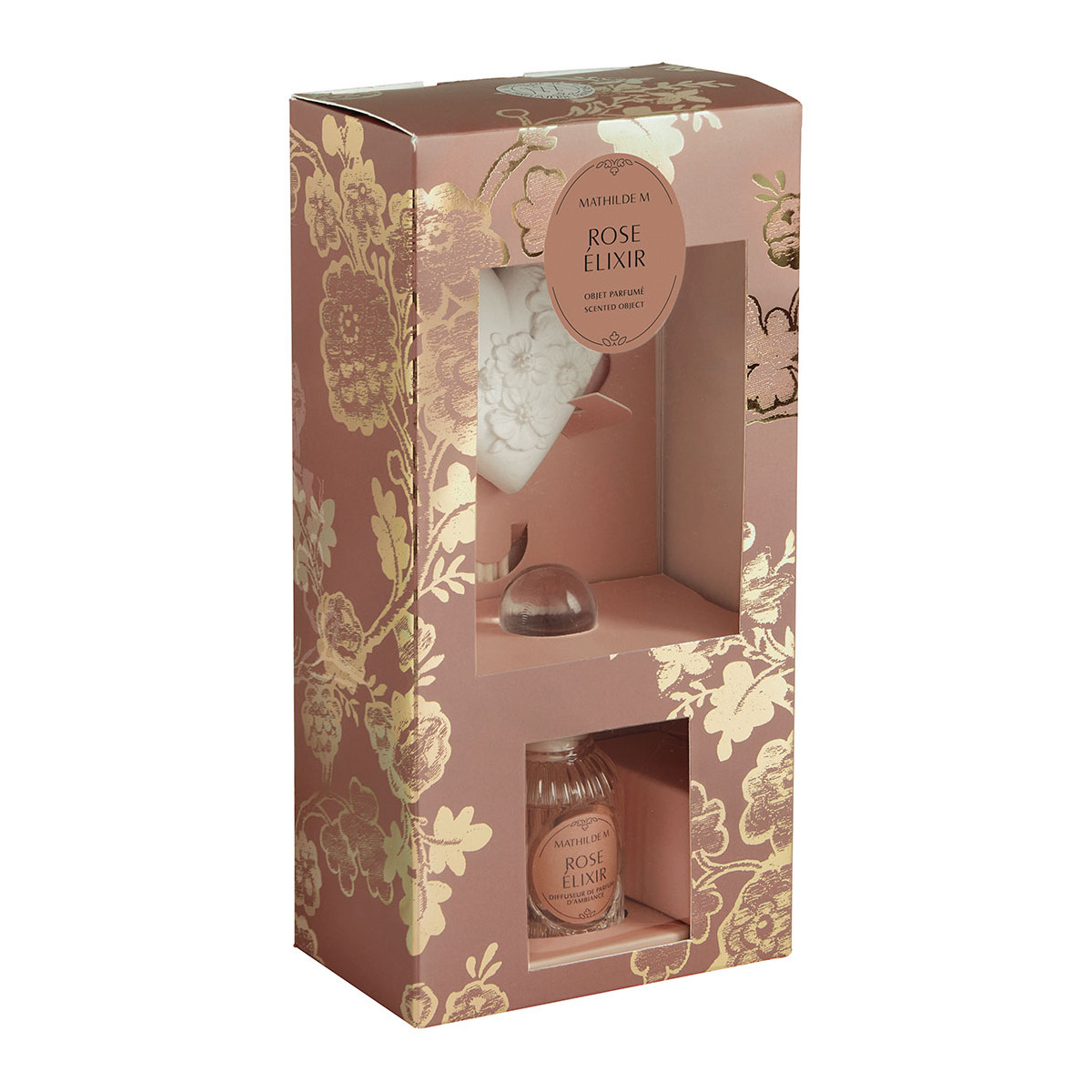 Coffret diffuseur et décor parfumé Rose Élixir TRÉSOR DE FLEURS rose, MATHILDE M