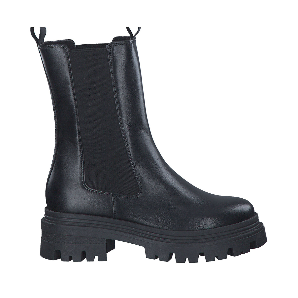 Stivali chelsea alti in pelle nero , TAMARIS
