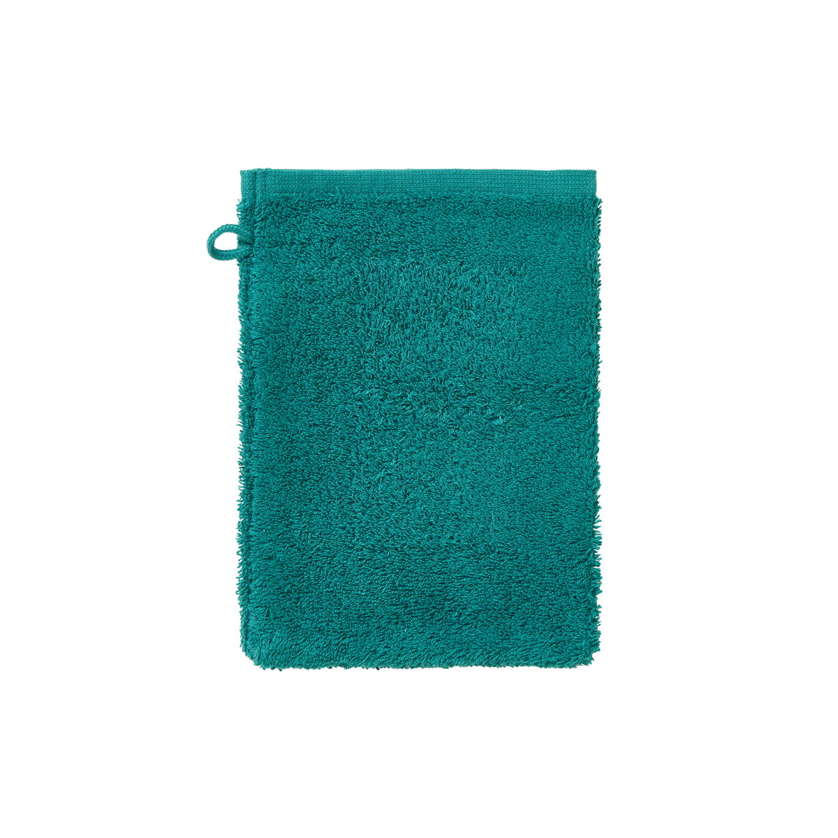 Gant de toilette coton bio BUNDI emeraude, CARRE BLANC