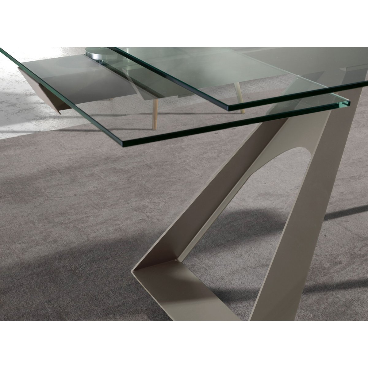 Table à manger rectangulaire verre trempé crystal | gris taupe, ANGEL CERDA