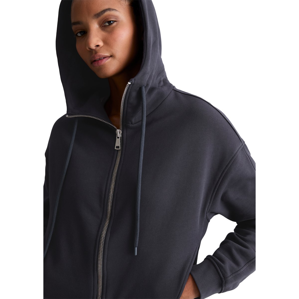 Sweat à capuche relaxed en coton organique bleu foncé, MARC O’POLO DENIM