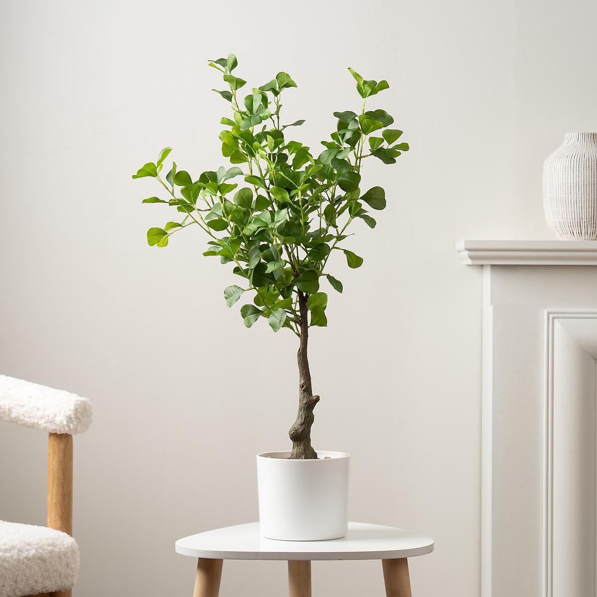 75cm Artificial Heart-leaf Ficus Tree in White Pot green, SO'HOME