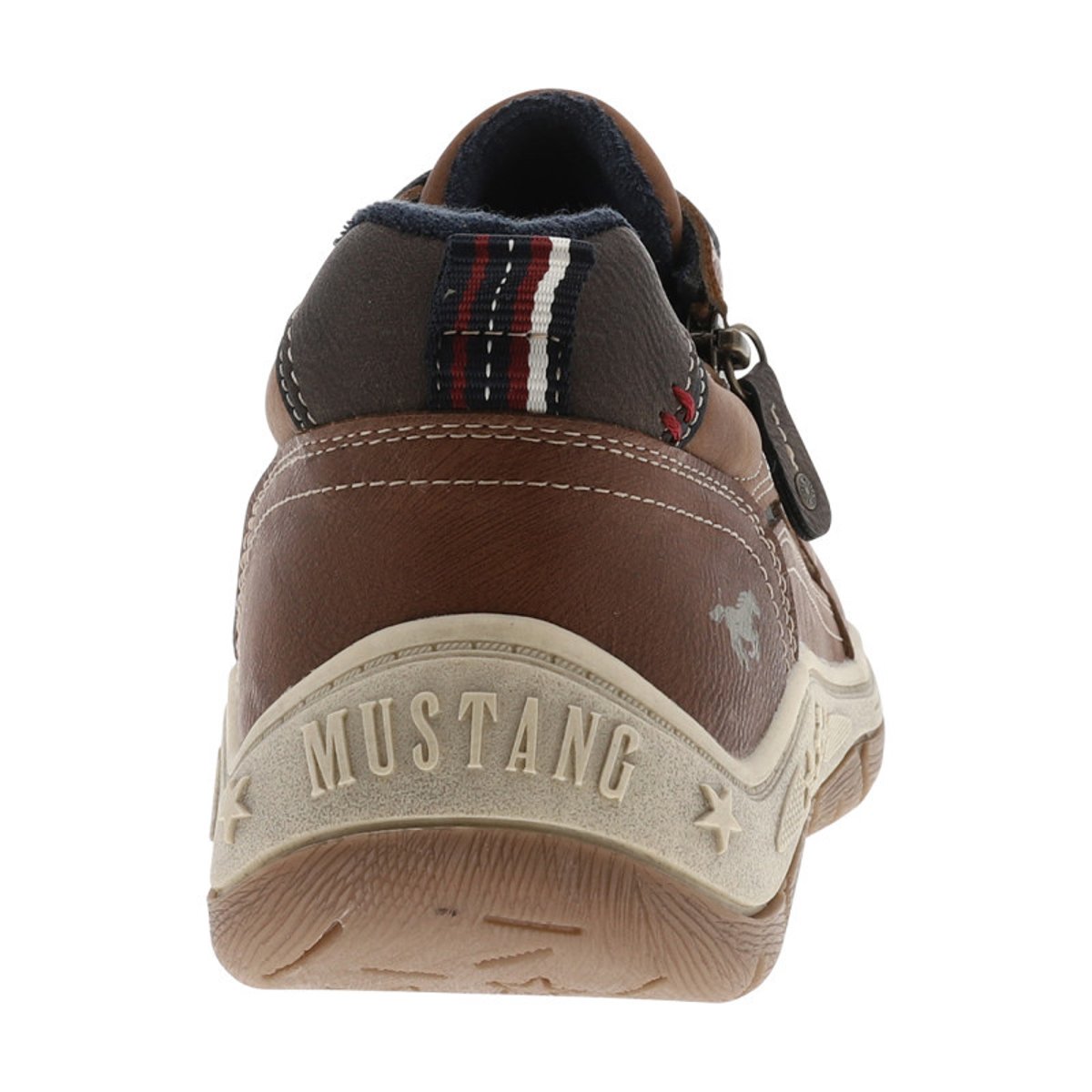 Sneakers cognac à talon plat avec des lacets et un zip latéral cognac, MUSTANG