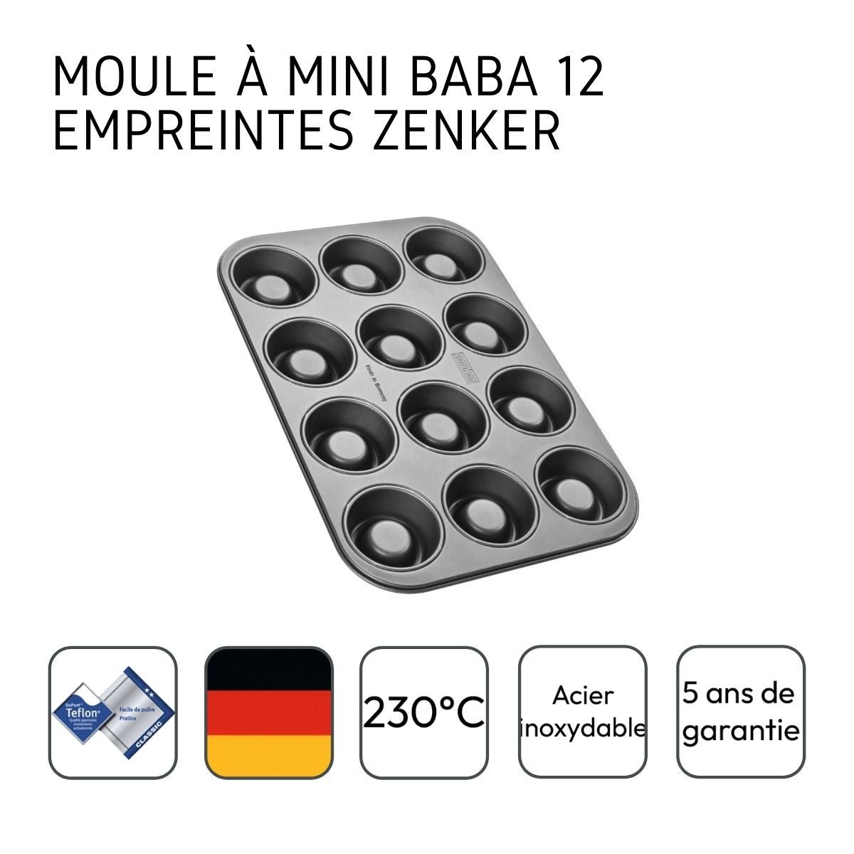 Moule 12 babas au rhum Spécial Créative noir, ZENKER