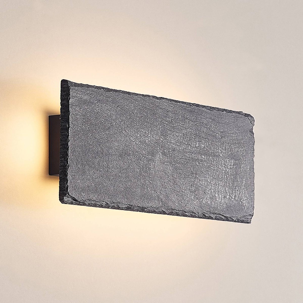 Applique en pierre moderneLED, Peetu ardoise, noir, LINDBY
